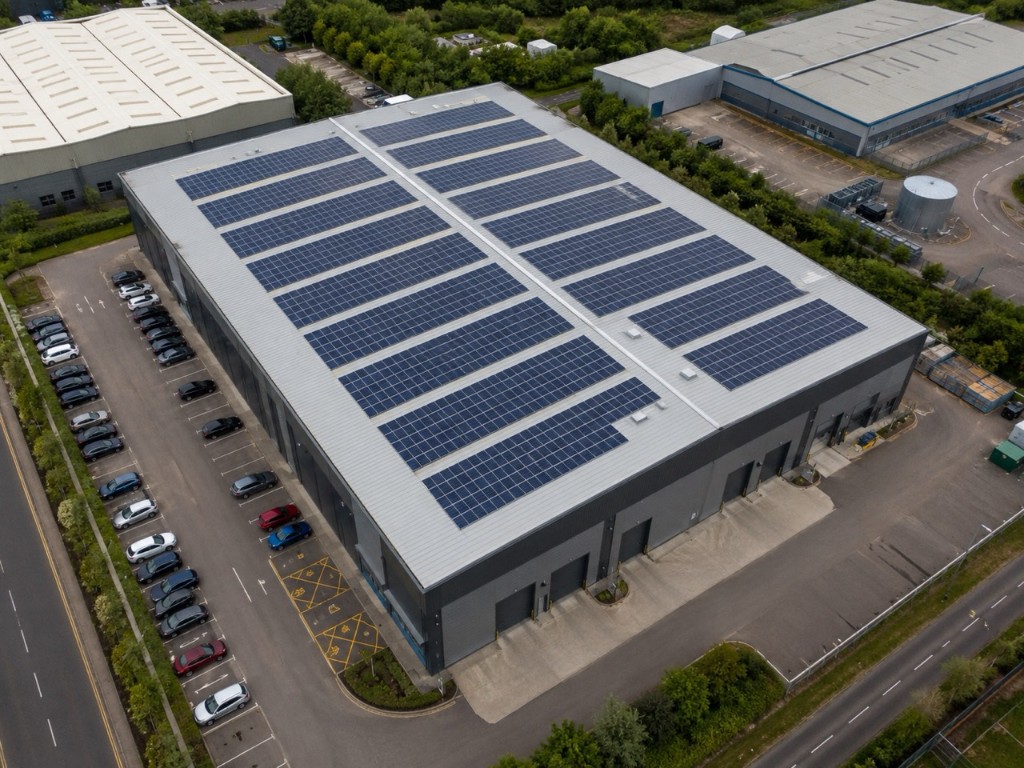 Commercial premises with rooftop solar panel installation