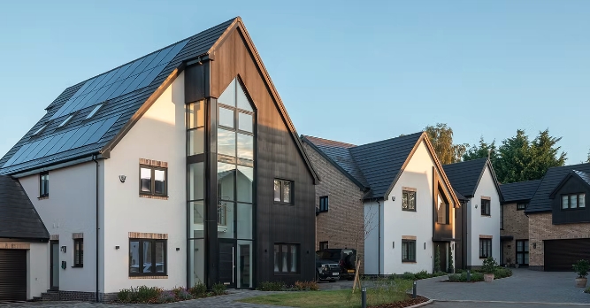 Modern new-build homes with integrated solar-ready electrical design