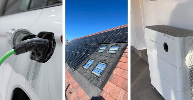 Residential solar panels and wall-mounted home battery storage