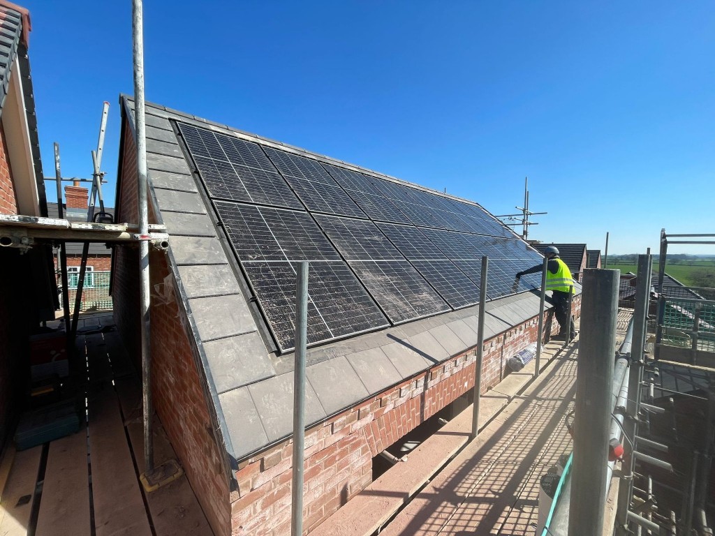On-roof solar panel installation on a residential property