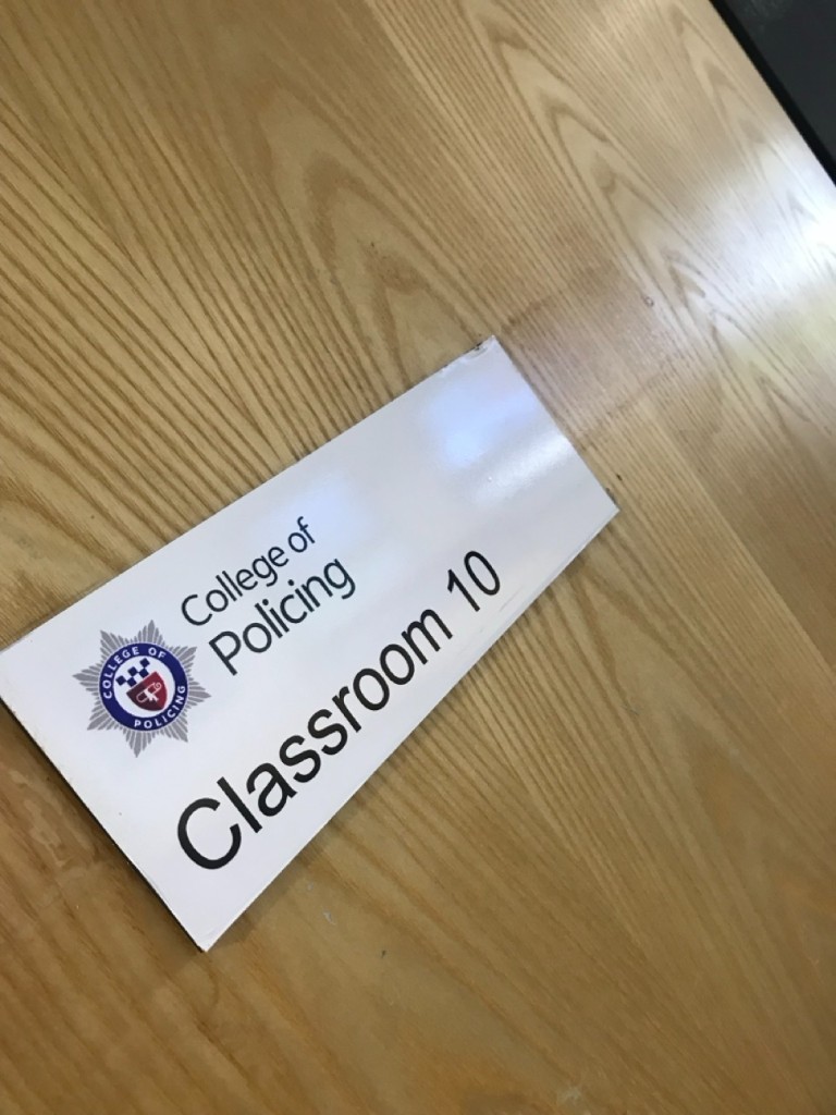 College of Policing classroom door signage