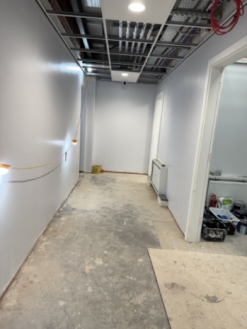 Cable tray installation during leisure centre refurb