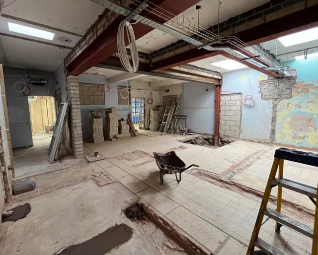 Refurbished indoor swimming pool with new lighting