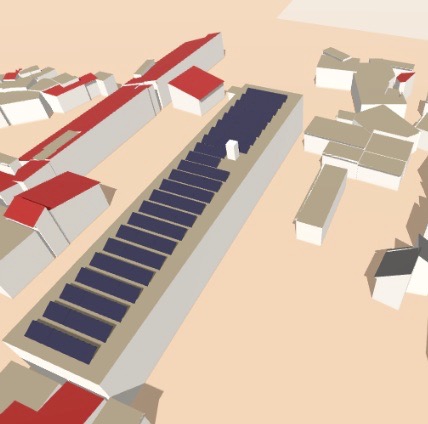 Planned solar array layout on the health centre roof
