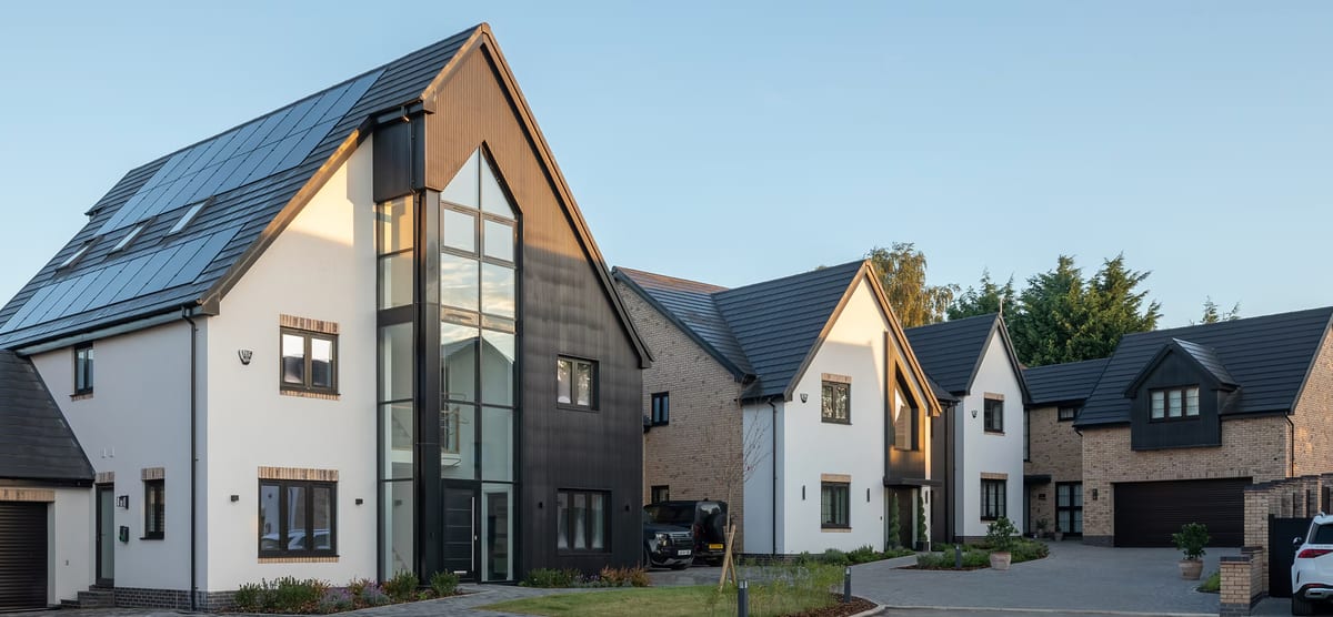 Luxury new build with integrated solar PV and exterior feature lighting