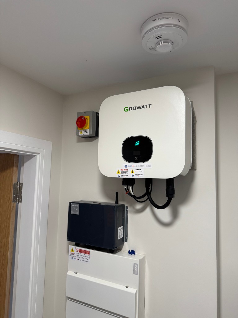 Growatt inverter and battery equipment installed in a home